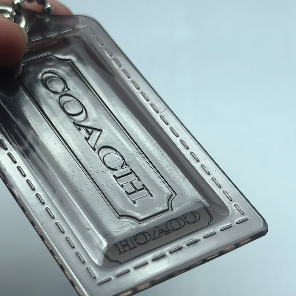 Coach Poppy Smokey Charcoal Acrylic Luggage Tag Large tag